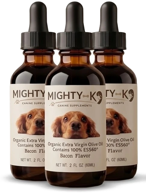 Three Mighty-K9 bottles